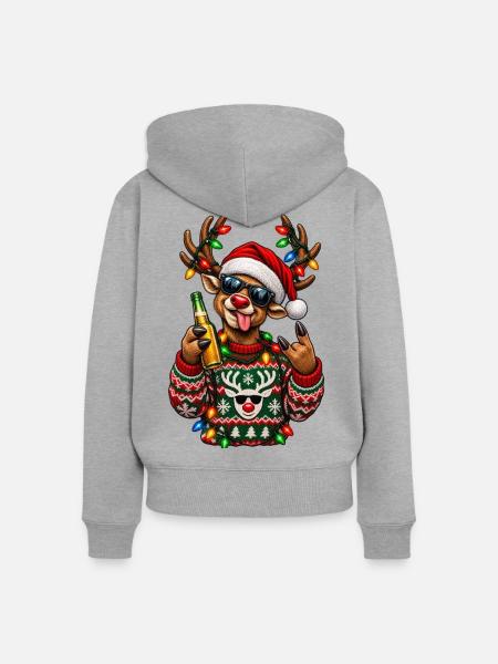 Ugly Christmas - Frauen Premium Bio Zip Hoodie - Grau meliert
