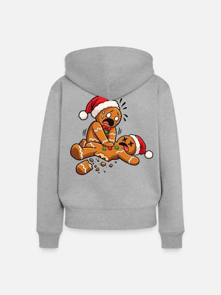 Lebkuchen Reanimation - Weihnachten - Frauen Premium Bio Zip Hoodie - Grau meliert