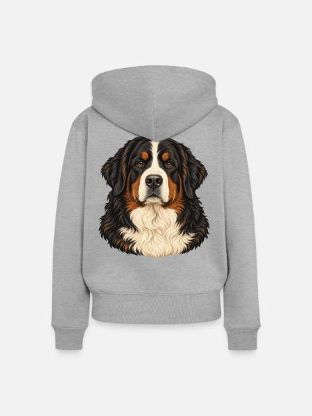 Berner Sennenhund – Treuer Blick - Frauen Premium Bio Zip Hoodie - Grau meliert