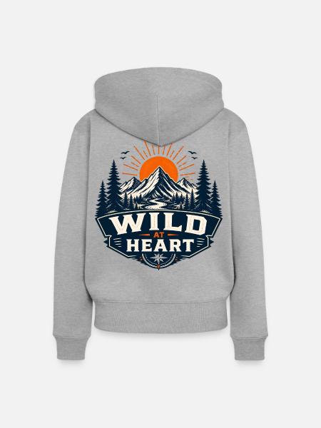 Wild at Heart Bergwelt - Frauen Premium Bio Zip Hoodie - Grau meliert