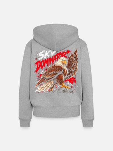 Sky Dominator Adler - Frauen Premium Bio Zip Hoodie - Grau meliert