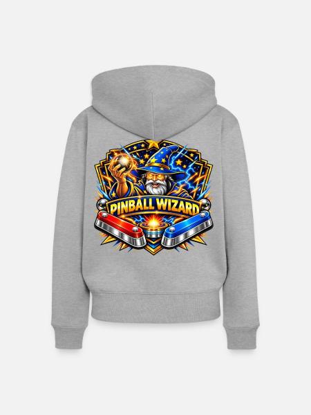 Pinball Meisterzauber - Frauen Premium Bio Zip Hoodie - Grau meliert