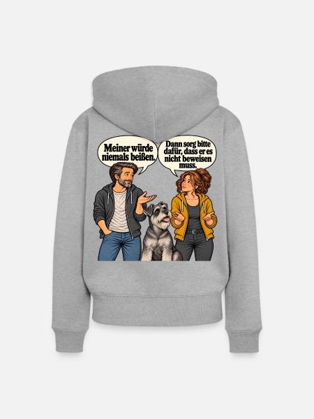 Salz-und-Pfeffer-Schnauzer_im_Gesprach - Frauen Premium Bio Zip Hoodie - Grau meliert