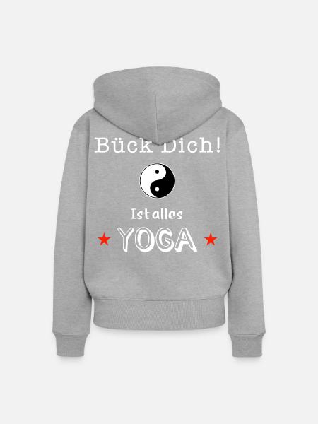 bueck dich yoga - Frauen Premium Bio Zip Hoodie - Grau meliert