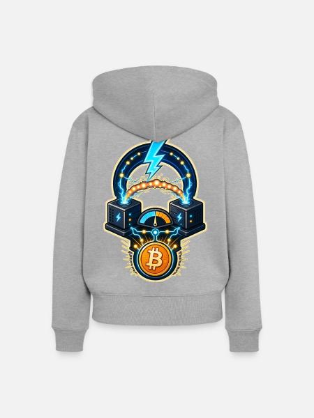 Bitcoin Lightning Kanal Knoten Routing - Frauen Premium Bio Zip Hoodie - Grau meliert