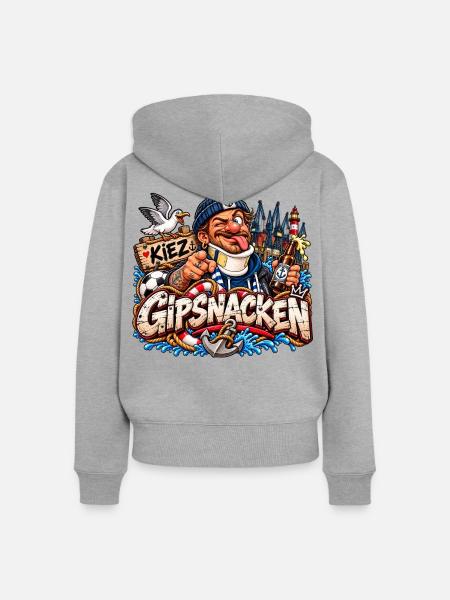 Gipsnacken Kiez - Frauen Premium Bio Zip Hoodie - Grau meliert