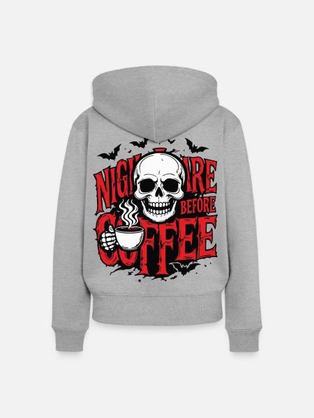 Albtraum vor dem Kaffee - Frauen Premium Bio Zip Hoodie - Grau meliert