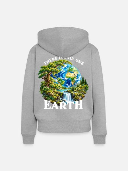 Erde: Einzigartige Naturwelt - Frauen Premium Bio Zip Hoodie - Grau meliert