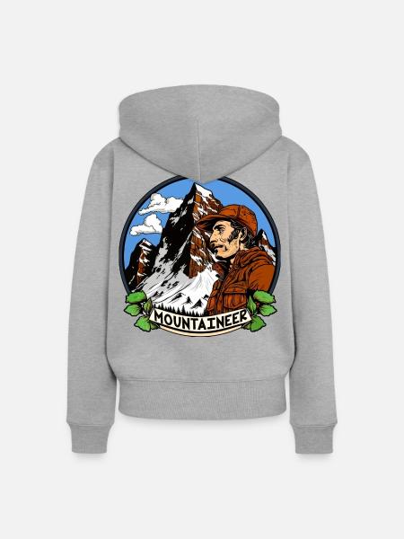 Bergsteiger Alpinisten - Frauen Premium Bio Zip Hoodie - Grau meliert