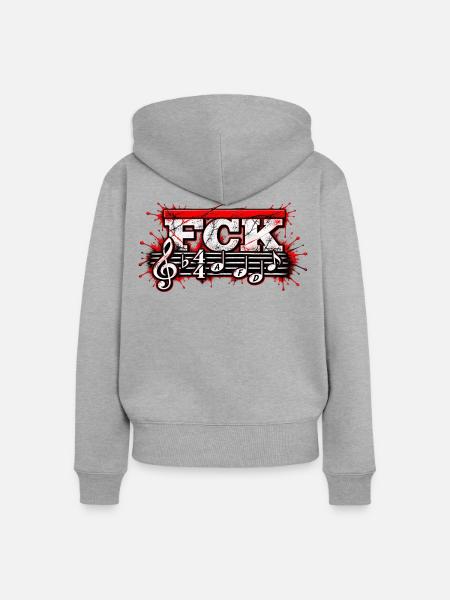 FCK Bassline Noten Splash - Frauen Premium Bio Zip Hoodie - Grau meliert