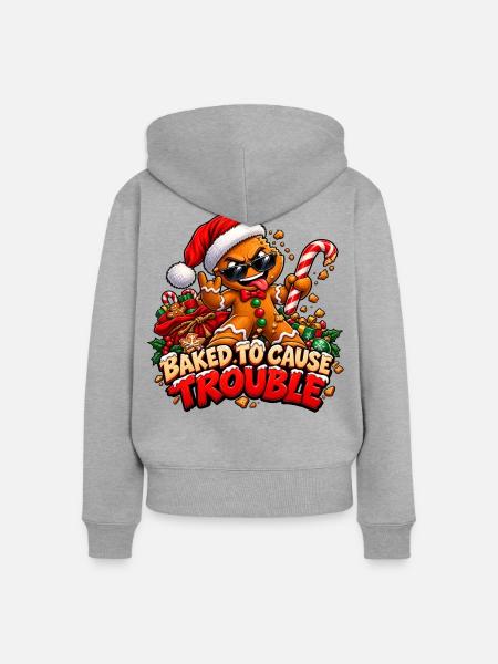 Lebkuchen-Bully – Weihnachts-Unruhestifter - Frauen Premium Bio Zip Hoodie - Grau meliert