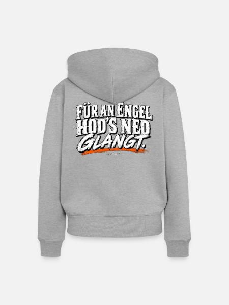 Engeltext Schwarzweiß mit Orange Schwung - Frauen Premium Bio Zip Hoodie - Grau meliert