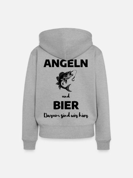 Angeln und Bier - Frauen Premium Bio Zip Hoodie - Grau meliert