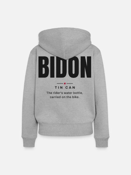 Flasche — Blechdose | Wahres Fahrrad-Vokabular - Frauen Premium Bio Zip Hoodie - Grau meliert