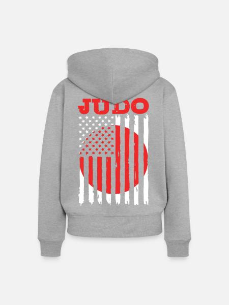 Judo - Frauen Premium Bio Zip Hoodie - Grau meliert
