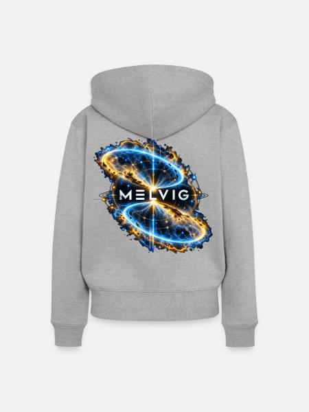 MELVIG – Blauer Ringnebel - Frauen Premium Bio Zip Hoodie - Grau meliert