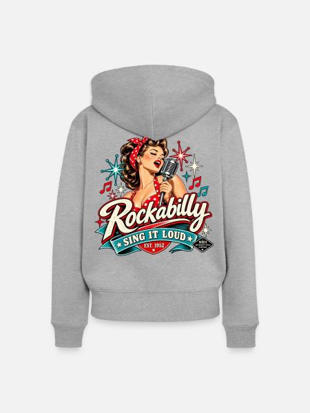 Rockabilly-Sänger – Sing It Loud 1952 - Frauen Premium Bio Zip Hoodie - Grau meliert