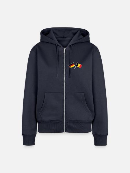 Deutschland & Belgien Flaggen - Partnerschaft - Frauen Premium Bio Zip Hoodie - Navy