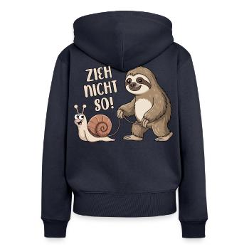 Zieh nicht so - Schnecke und Faultier - Frauen Premium Bio Zip Hoodie - Navy - Hinten