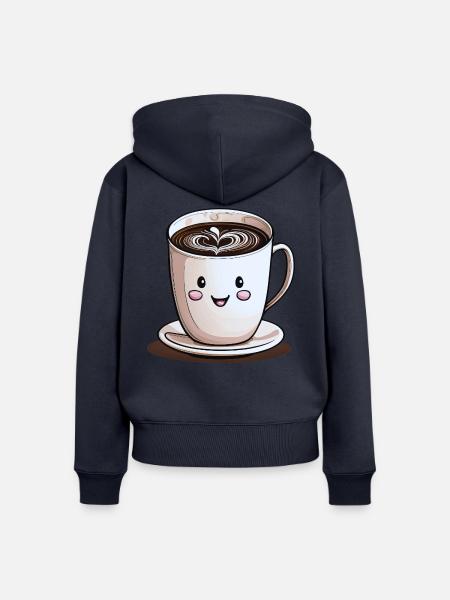 Lächelnde Tasse Kaffee - Frauen Premium Bio Zip Hoodie - Navy