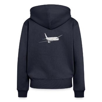 Flugzeug - Frauen Premium Bio Zip Hoodie - Navy - Hinten