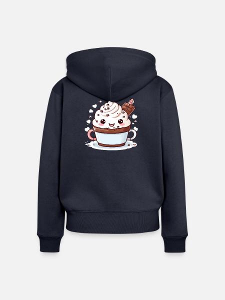 Charmanter Kakao-Begleiter - Frauen Premium Bio Zip Hoodie - Navy