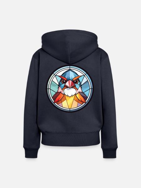 Spatz Bunte Aquarell-Tierillustration - Frauen Premium Bio Zip Hoodie - Navy