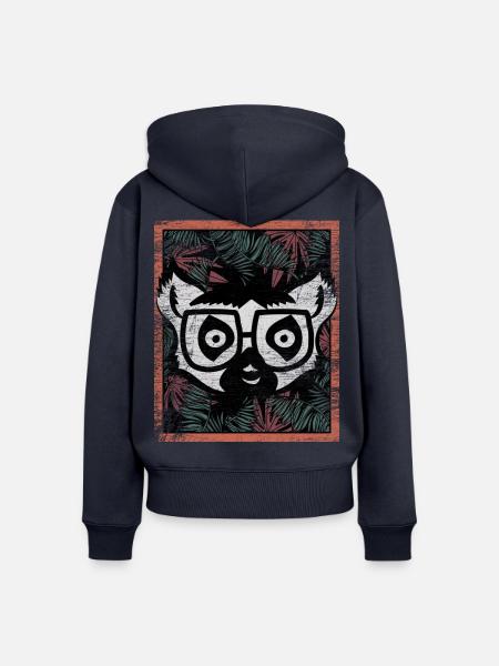 Kletterfreudiger Lemur Regenwald - Frauen Premium Bio Zip Hoodie - Navy