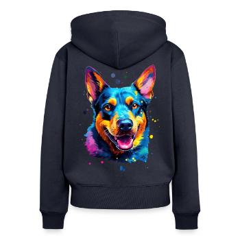 bunter Australian Cattle Dog - bunte Hunde - Frauen Premium Bio Zip Hoodie - Navy - Hinten