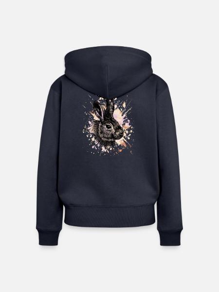 Hase - Frauen Premium Bio Zip Hoodie - Navy