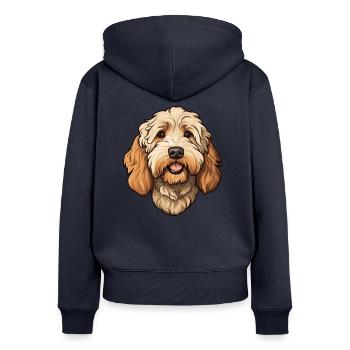Labradoodle Hunderasse Cartoon Kawaii Illustration - Frauen Premium Bio Zip Hoodie - Navy - Hinten