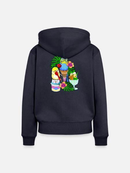 Wellensittich Eis Eiscreme - Frauen Premium Bio Zip Hoodie - Navy
