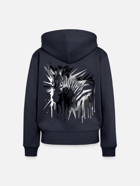 Zebra Schwarz Weiß Zebrastreifen - Frauen Premium Bio Zip Hoodie - Navy