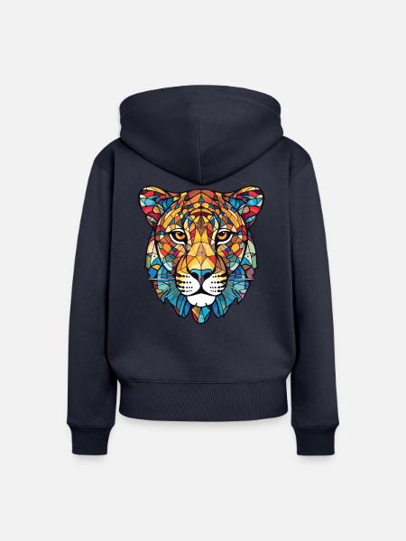 Leopard Bunte Aquarell-Tierillustration - Frauen Premium Bio Zip Hoodie - Navy