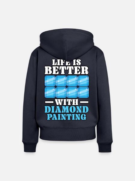 Diamantmalerei Handwerkszeug Diamantmaler - Frauen Premium Bio Zip Hoodie - Navy