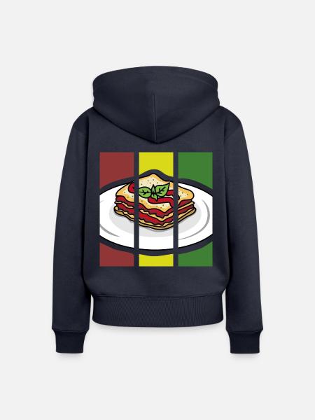 Ofenfrische Lasagne Käsekruste - Frauen Premium Bio Zip Hoodie - Navy