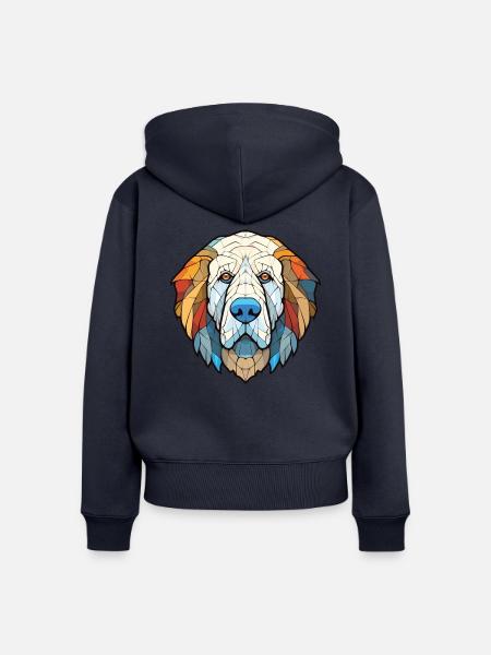Pyrenäen-Mastiff-Hunderasse Aquarell-Illustration - Frauen Premium Bio Zip Hoodie - Navy