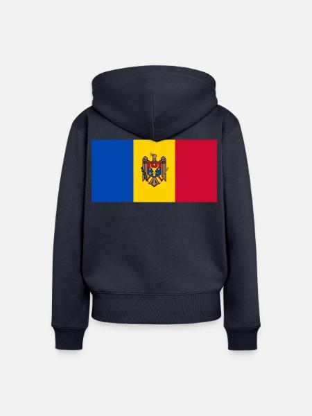 Republik Moldau - Frauen Premium Bio Zip Hoodie - Navy