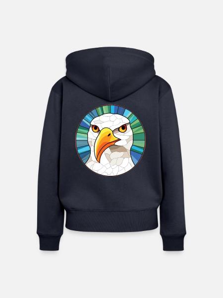 Möwe bunte Aquarell-Tier-Illustration - Frauen Premium Bio Zip Hoodie - Navy