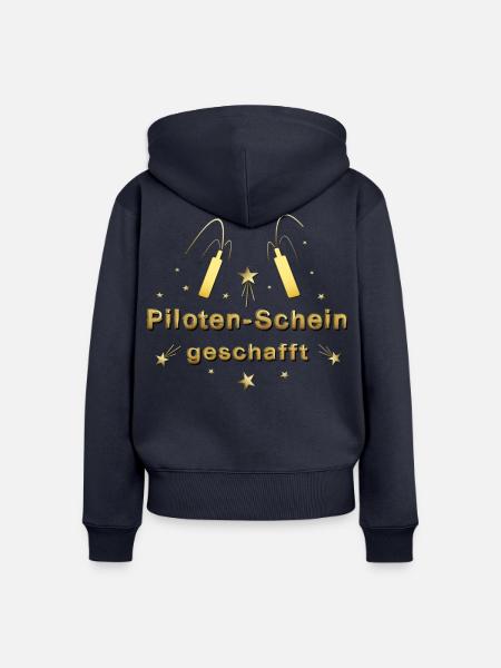 Pilotenschein Pilot Pilotenausbildung PPL - Frauen Premium Bio Zip Hoodie - Navy