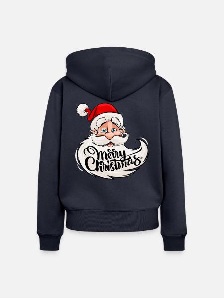 Merry Christmas - Weihnachtsmann mit Rauschebart - Frauen Premium Bio Zip Hoodie - Navy