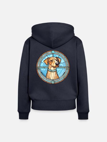 Skandinavische Hunderasse Buntes Glas - Frauen Premium Bio Zip Hoodie - Navy