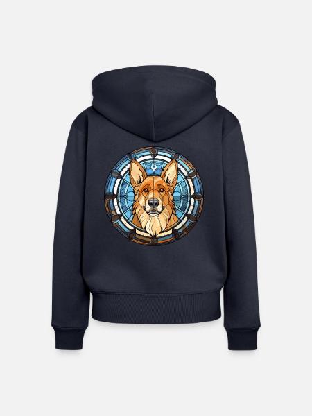 Karpatenschäferhund Rasse Buntglas Farbe - Frauen Premium Bio Zip Hoodie - Navy