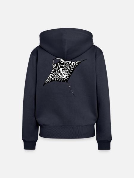 mantaray maori blk white - Frauen Premium Bio Zip Hoodie - Navy