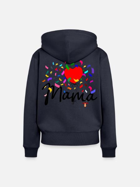 Mama Konfetti - Frauen Premium Bio Zip Hoodie - Navy
