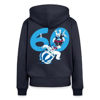 Asterix & Obelix 60. Geburtstag Design - Frauen Premium Bio Zip Hoodie - Navy - Hinten