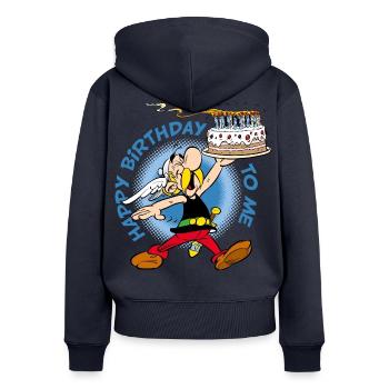Asterix & Obelix Asterix Alles Gute Zum Geburtstag - Frauen Premium Bio Zip Hoodie - Navy - Hinten