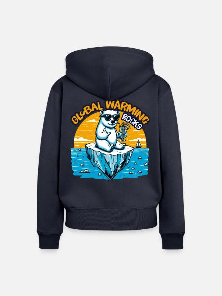 Global Warming Rocks - Frauen Premium Bio Zip Hoodie - Navy