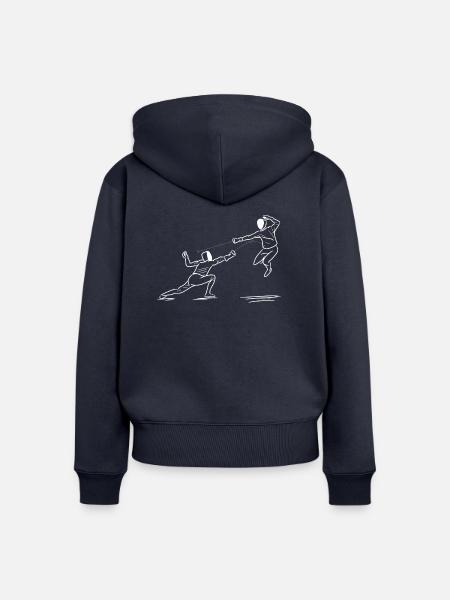 Fencing1 white - Frauen Premium Bio Zip Hoodie - Navy