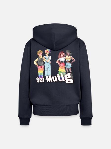 Sei Mutig Pride-Illustration: Vielfalt - Frauen Premium Bio Zip Hoodie - Navy